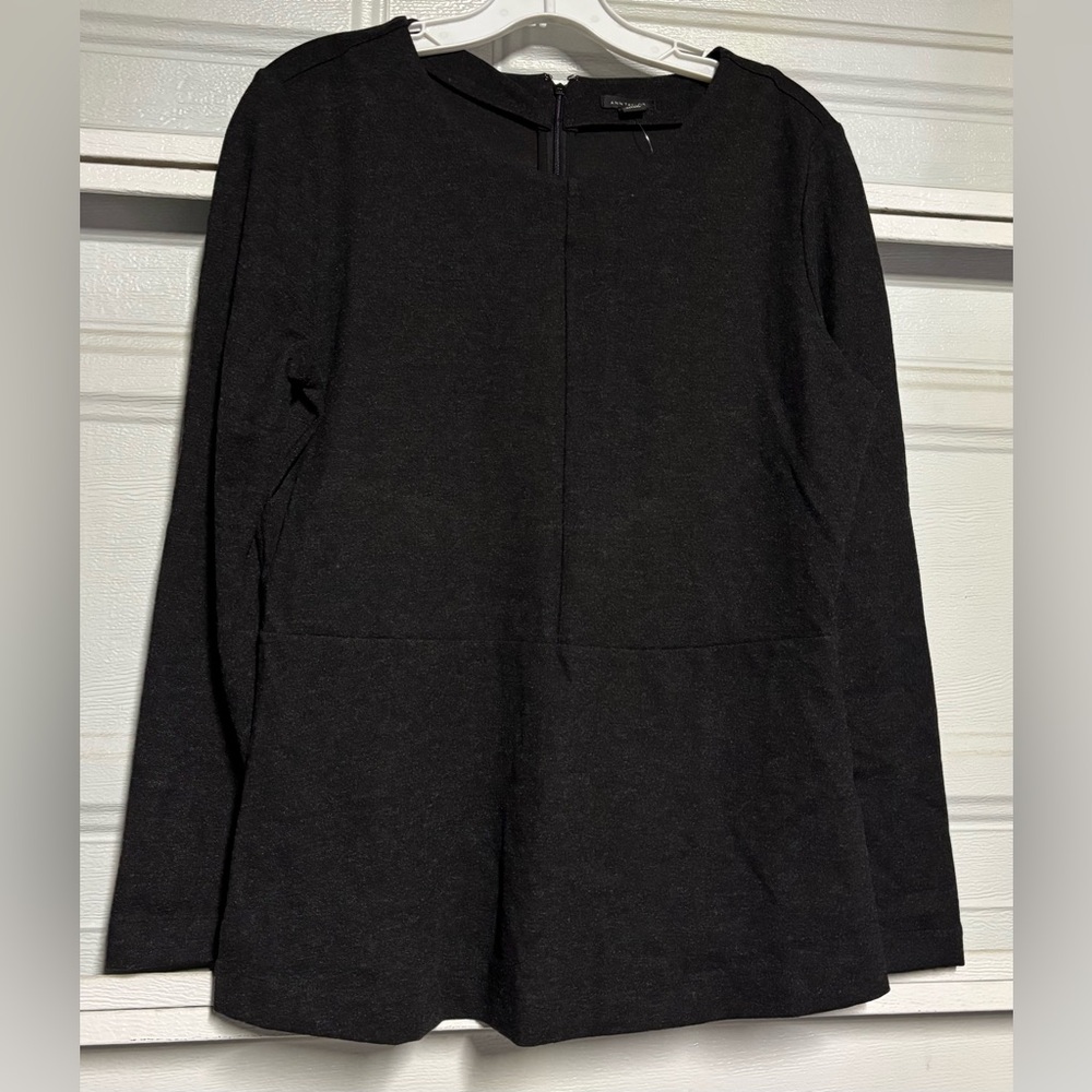 Ann Taylor Charcoal Long Sleeve Top